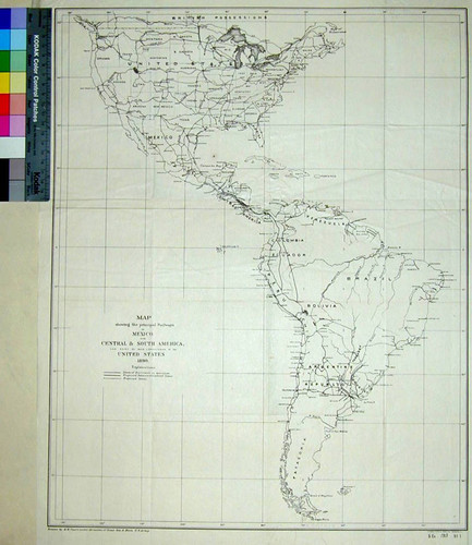 Map showing the principal Railways of Mexico and Central & South America, and some of their connections in the United States 1890