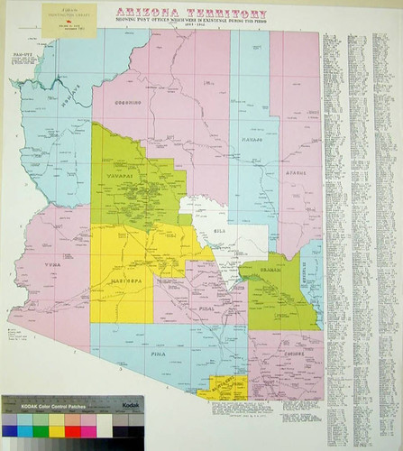 Arizona Territory : showing post offices which were in existence during the period 1863-1912