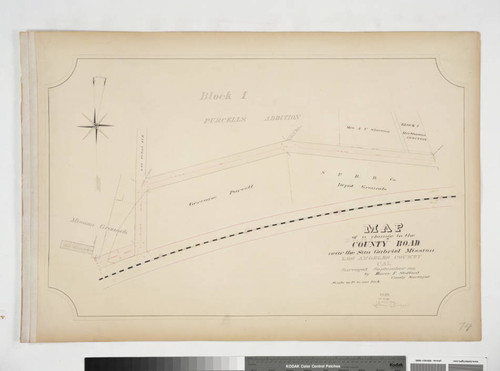 Map of a change in the Dalton County Road near the San Gabriel Mission, Los Angeles County, Calif