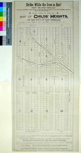 Map of Childs' Heights, in the City of Los Angeles