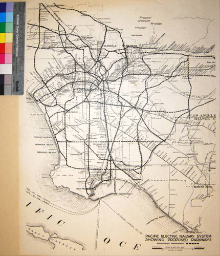 Pacific Electric Railway System showing proposed parkways