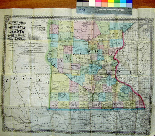 Blanchard's map of Minnesota and Dakota : showing the counties, towns & rail roads