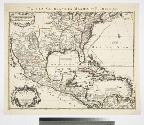 Carte du Mexique et de la Floride des Terres Angloises et des Isles Antilles du Cours et des Environs de la Riviere de Mississipi. Dresée Sur un grand nombre de memoires principalemt sur ceux de Mrs. d'Iberville et le Sueur. Par Guillaume Del'Isle Geographer de l'Academie Royale des Sciences A Amsterdam Chez Jean Covens & Corneille Mortier Avec Privilege 1722