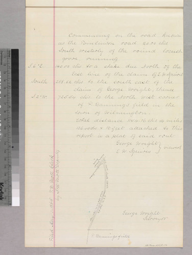 Rancho San Pedro : S35 no. 1 - sketch map of road to Banning's field