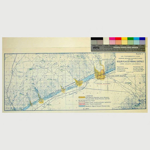 U.S. topographic map showing geologic features & mines of the Goler ...