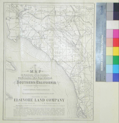 Map of portions of Los Angeles, San Bernardino and San Diego Counties, Southern California / R. Renshaw draftsman and engraver Los Angeles Cal