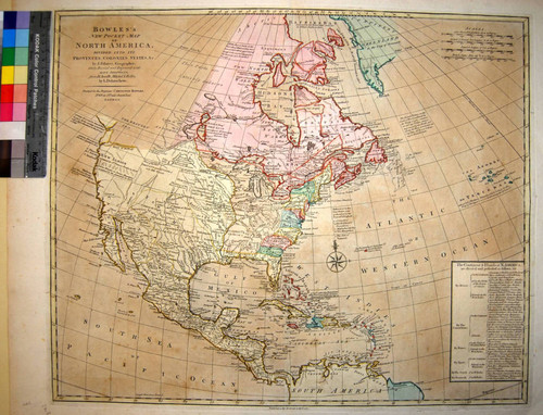 Bowles's new pocket map of North America : divided into it's provinces, colonies, states, &c. / by J. Palairet, geographer lately revised and improved with many additions from D'Anville, Mitchel, & Bellin. by L. Delarochette