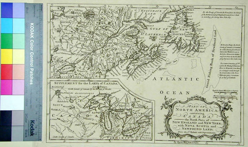 Part of North America; containing Canada, the north parts of New England and New York; with Nova Scotia and Newfound Land. From the Sr. Robert with Improvements
