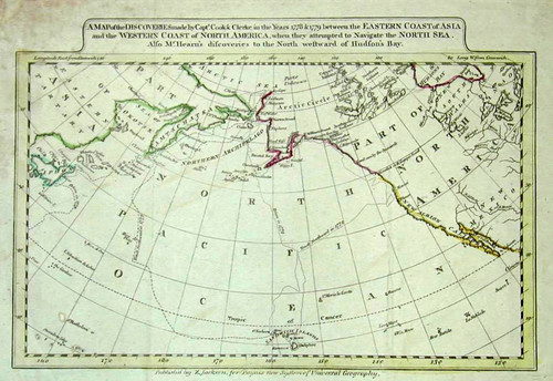 Map of the Discoveries made by Capt's Cook and Clerke in the Years 1778 and 1779, between the Eastern Coast of Asia and the Western Coast of North America, when they attempted to Navigate the North Sea, also Mr. Hearne's Discoveries to the North Westward of Hudson's Bay