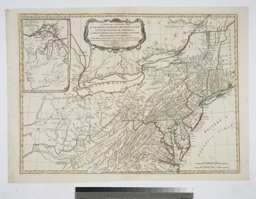 A new and general map of the middle dominions belonging to the United States of America, viz. Virginia, Maryland, the Delaware-Counties, Pennsylvania, New Jersey &c. with the addition of New-York, & of the greatest part of New England &c. as also of the bordering parts of the British possessions in Canada