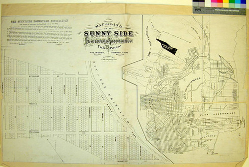Map of the Land of the Sunny Side Homestead Association : Title U.S. Patent