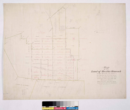 Map of the Land of Mrs. Ida Hancock in the Rancho La Brea & in Section 16 T.1 S.R. 14W