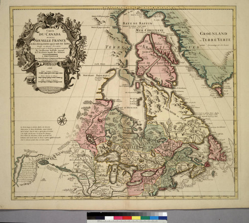 Carte du Canada ou de la Nouvelle France et des Decouvertes quiy ont été faites Dresée sur plusieurs Observations et sur un grand nombre de Relations imprimées ou manuscrites par Guillaume Del'Isle Geographe de l'Academie Royale des Sciences