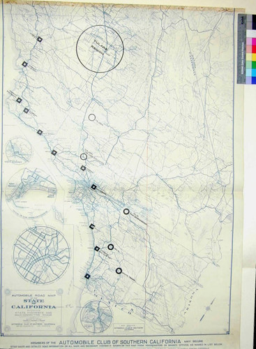 Automobile Road Map of the State of California : Showing state highways and main connecting roads. Copyright by the Automobile Club of Southern California