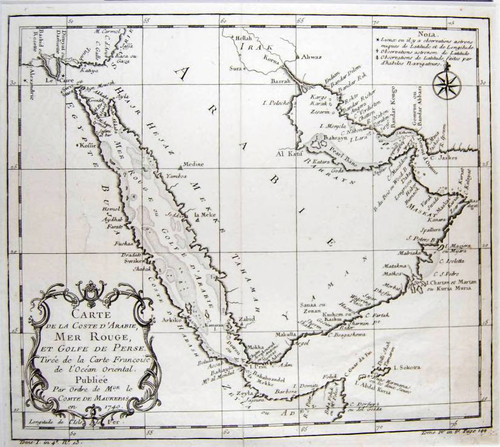 Carte de la Coste d'Arabie, Mer Rouge, et Golfe de Perse : Tirée de la Carte Francoise de l'Océan Oriental