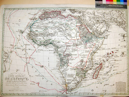 Carte Générale de l'Afrique, Divisee en plusieurs Royaumes, contenant aussi les pays et Etats Voisins. Ou l'on a tracé les Routes des trois Voyages de Cook. Par les Freres Lotter, à Augsbourg