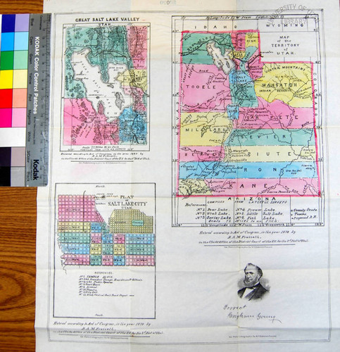 Maps of Utah Territory, Great Salt Lake Valley and Salt Lake City : with portrait and autograph of Brigham Young