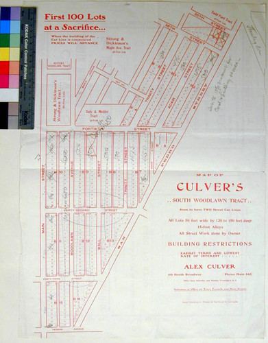 Map of Culver's South Woodlawn Tract : soon to have two street car lines