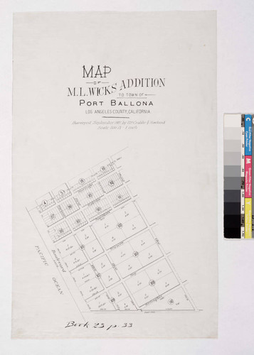 Map of M.L. Wicks Addition to Town of Port Ballona