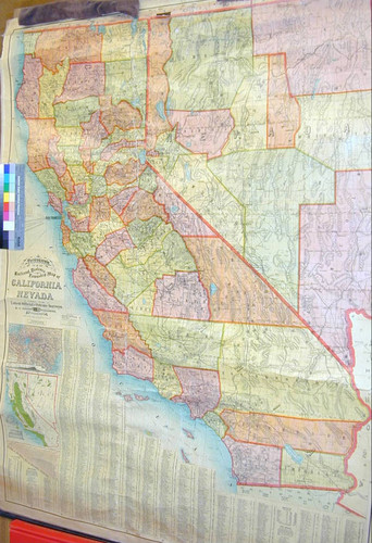 Tunison's New Railroad, Distance and Township Map of California and Nevada from the Latest Official and Private Surveys