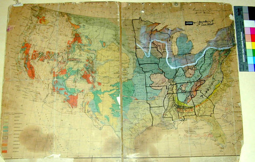 Reconnoissance Map of the United States, Distribution of Geologic System 1893