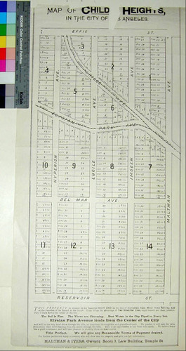 Map of Childs' Heights, in the City of Los Angeles