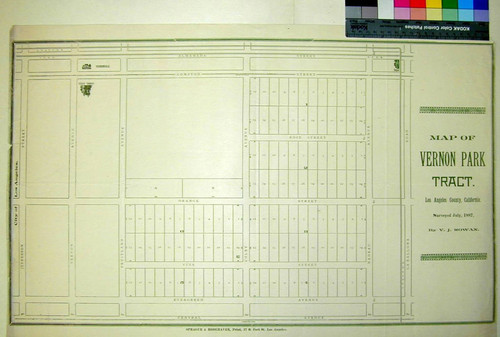 Map of Vernon Park Tract, Los Angeles County, California / surveyed July, 1887, by V.J. Rowan