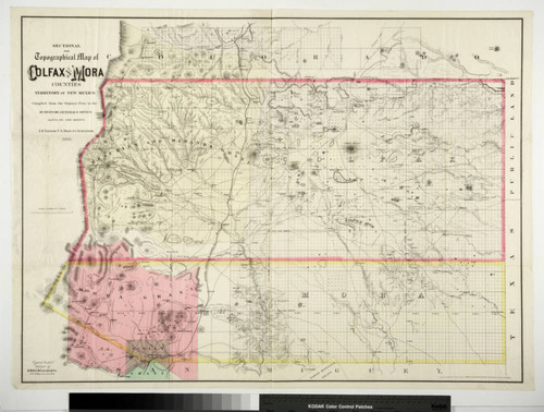 Sectional and Topographical Map of Colfax and Mora Counties Territory of New Mexico