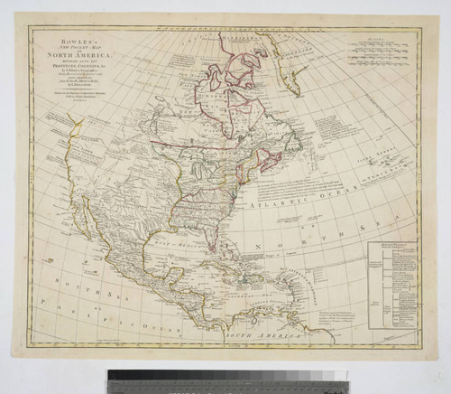 Bowles's New Pocket-Map of North America, divided into it's Provinces, Colonies, &c. by J. Palairet, Geographer; lately revised and improved with many additions, from D'Anville, Mitchel, & Bellin, by L. Delarochette