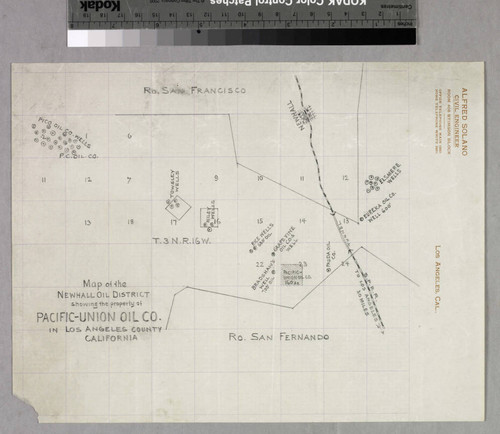 Map of the Newhall Oil District showing the property of Pacific-Union Oil Co