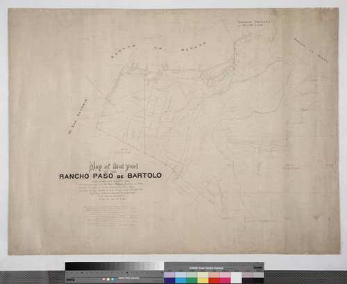 Map of that part of Rancho Paso de Bartolo. described in a deed from Pio Pico to B. Cohn