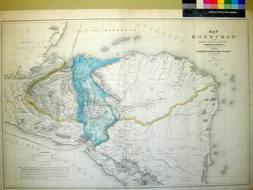 Map of Honduras and San Salvador, Central America : showing the line of the proposed Honduras Interoceanic Railway / by E.G. Squier