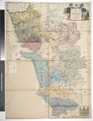 Mappa do territorio Portuguez de Goa : dedicado a rainha de Portugl. D. Maria de Gloria, extrahido d'original, dezenho., e lithographado / por Joze Maria Gonsalves, Natural de Piedade d'Ilha Opiuar, Primeiro Dexenhador n'Officina do Engenheiro Mor em Bombaim