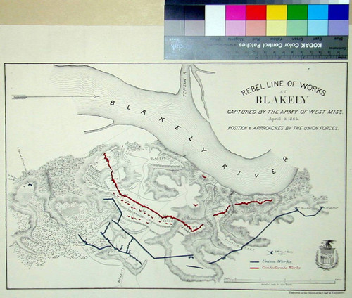 Rebel Lines of Works at Blakely captured by the Army of West Miss. April 9, 1865. Position & Approaches by the Union Forces
