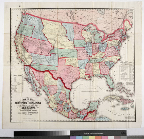 Map of the United States and Mexico : compiled from the latest authorities / by Col. Carlos Butterfield