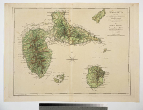 Guadaloupe, Done from Actual Surveys and Observations of the English, whilst the Island was in their possession with Improvements by Thomas Jefferys Geographer to the King