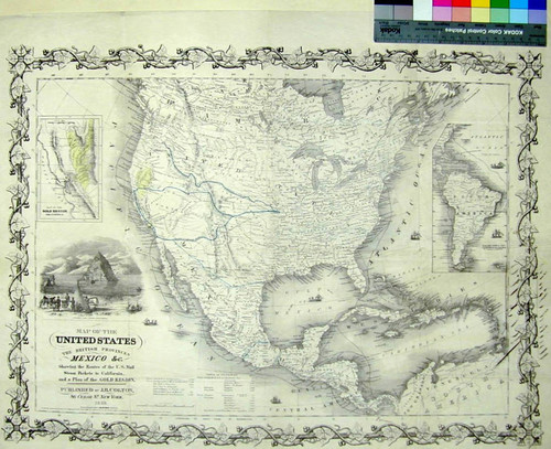 Map of the United States, the British Provinces, Mexico &c showing the routes of the U.S. Mail steam packets to California, and a plan of the gold region