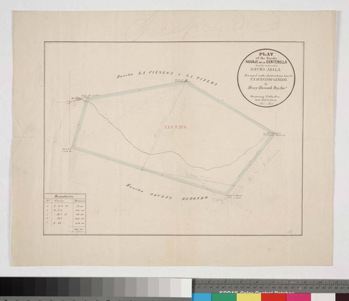 Plat of the Rancho Aguaje de la Centinela finally confirmed to Bruno Abila