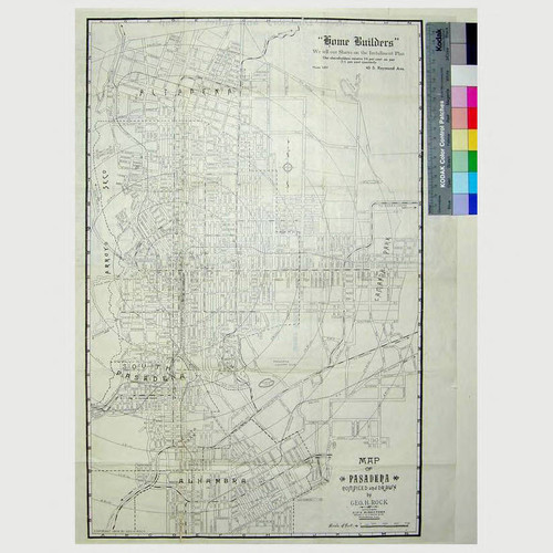 Map of Pasadena / compiled and drawn by Geo. H. Rock office with City Directory Rooms 15-16 Stanton Bldg. Pasadena, Cal