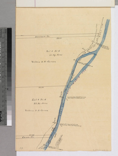 Rancho San Pedro : S73 (partition of 1884-1885, report of referees) - eastern boundary of Victoria D. de Carson parcels