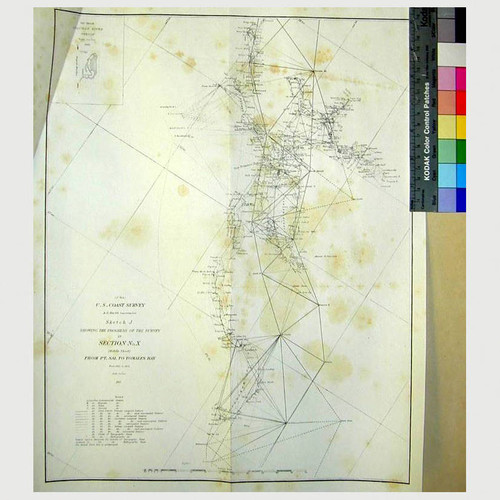 Sketch J showing the progress of the Survey in Section No. X (Middle Sheet) from Pt. Sal to Tomales Bay from 1850 to 1865