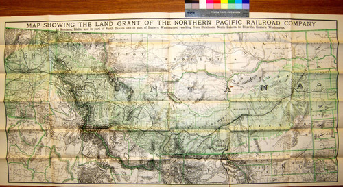 Map showing the land grant of the Northern Pacific Railroad Company in Montana, Idaho and in part of North Dakota and in part of Eastern Washington, reaching from Dickinson, North Dakota to Ritzville, Eastern Washington