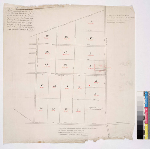 Map of Owen and Rimpau's Subdivision of a portion of the La Ballona Rancho