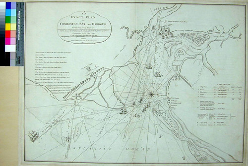 An Exact Plan of Charleston Bar and Harbour. From an Actual Survey. With the attack of Fort Sulivan, on the 28th of June 1776. by His Majesty's Squadron. Commanded by Sir Peter Parker