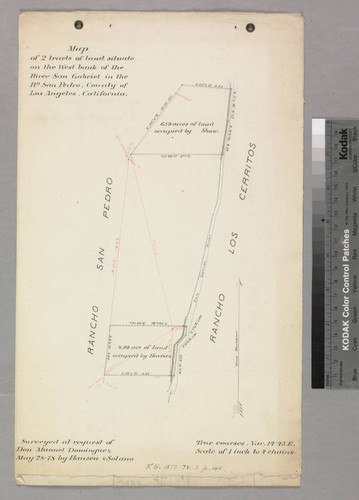 Map of 2 tracts of land.; West bank of the River San Gabriel