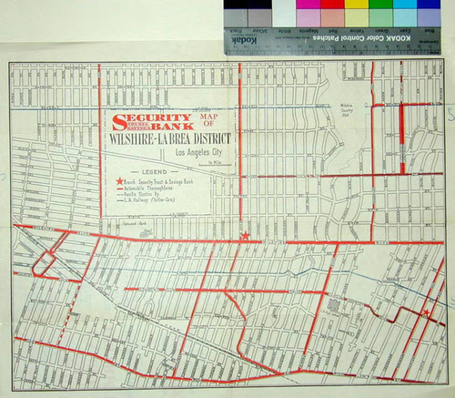 Security Trust & Savings Bank map of Wilshire - La Brea district Los Angeles City