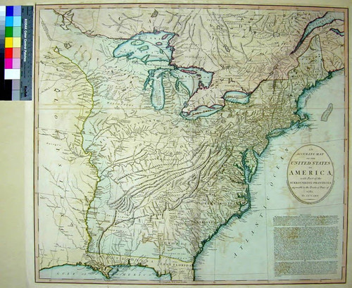 Accurate map of the United States of America, with Part of the Surrounding Provinces agreeable to the Treaty of Peace of 1783. by Jno. Cary