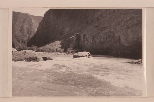 Backus Rapid from a boat about to drop through it; low water