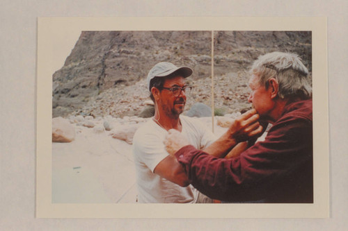 Frank LaRue working on Rod Sanderson to make him look like Jack Sumner; Tapeats Creek