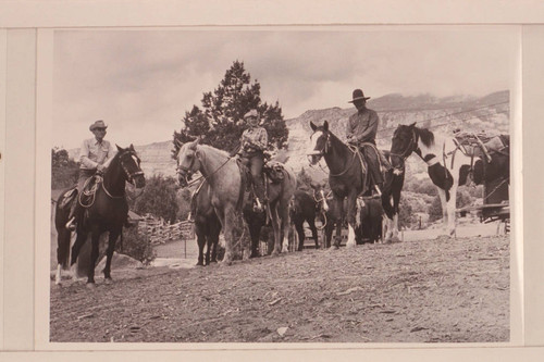 Tom Daly, Nancy Daly and Buck Whitehat about to leave the Navajo Mt. Trading Post with the stock